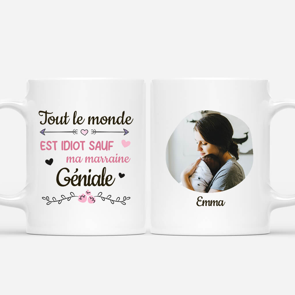 Tout Le Monde Est Idiot Sauf Ma Marraine Géniale Avec Photo - Cadeau Personnalisé | Mug Pour Marraine