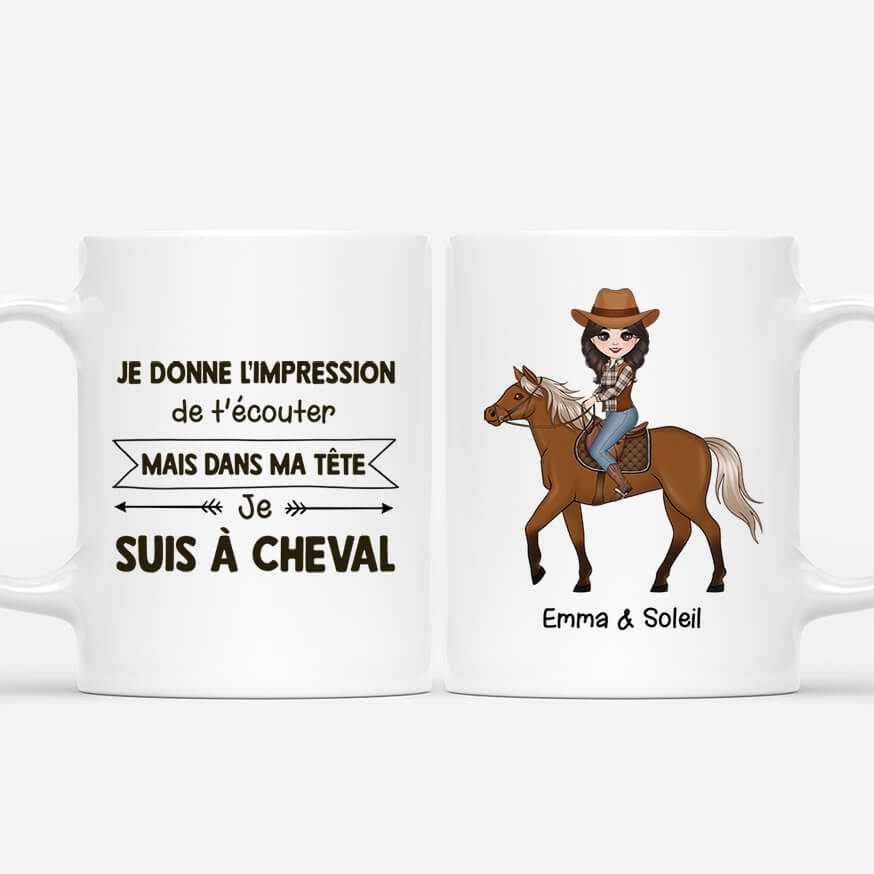 Dans Ma Tête Je Suis À Cheval - Cadeau Personnalisé | Mug Pour Femme