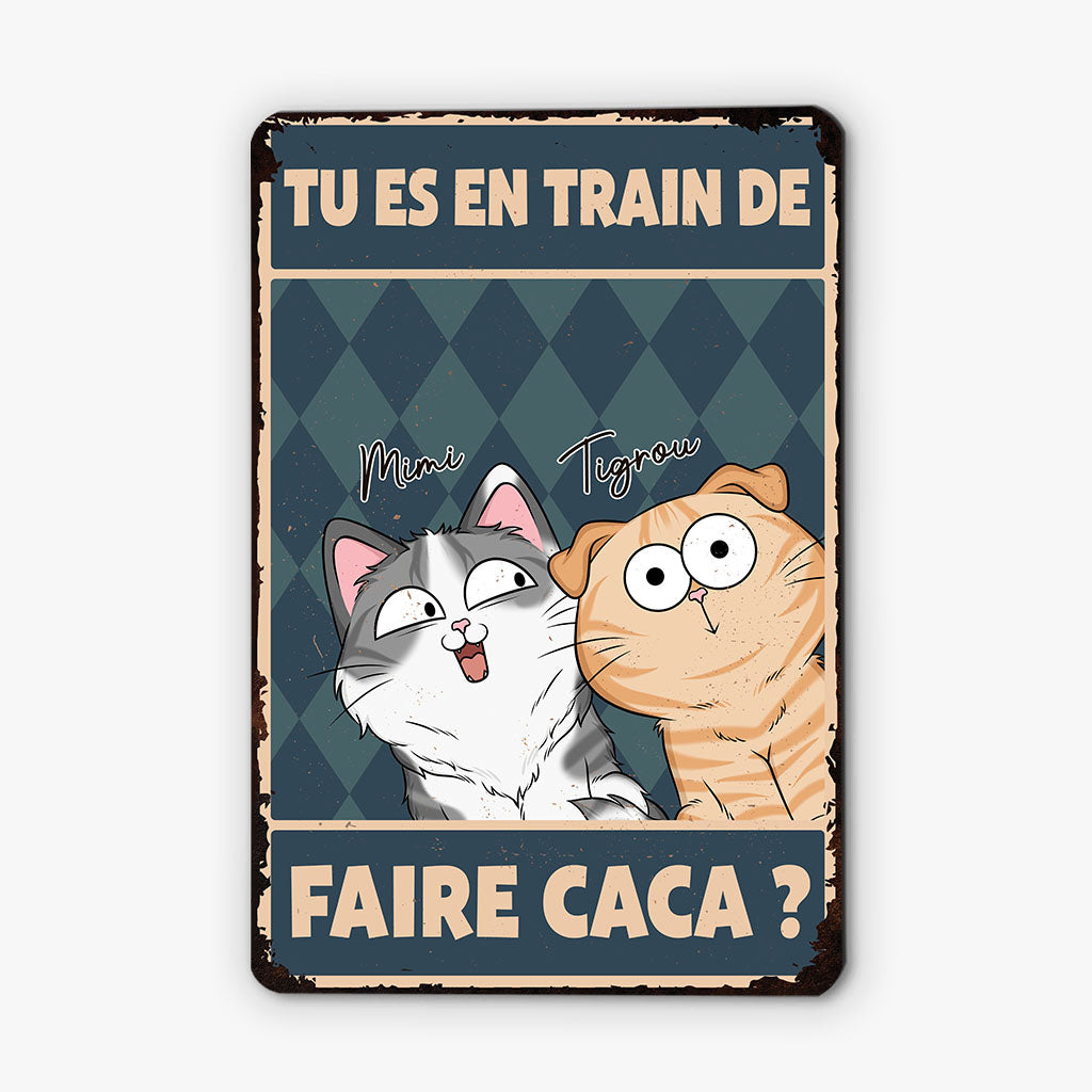 Tu Es En Train De Faire Caca Version Chats - Cadeau Personnalisé | Plaque De Porte