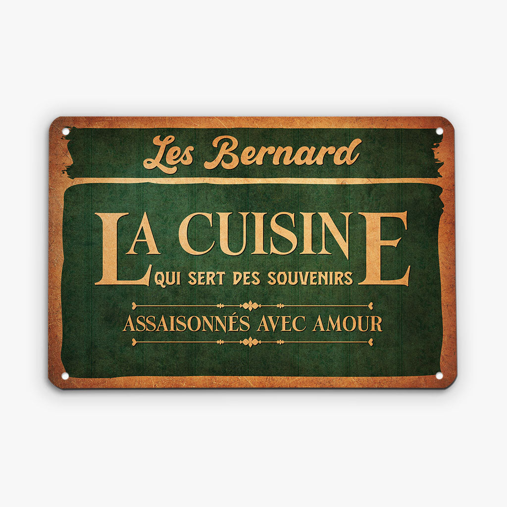 La Cuisine Qui Sert Des Souvenirs - Cadeau Personnalisé | Plaque En Métal Vintage