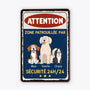 3005EFR1 attention a mes chiens plaque en metal personnalisee avec animaux de compagnie 3005e6p3c