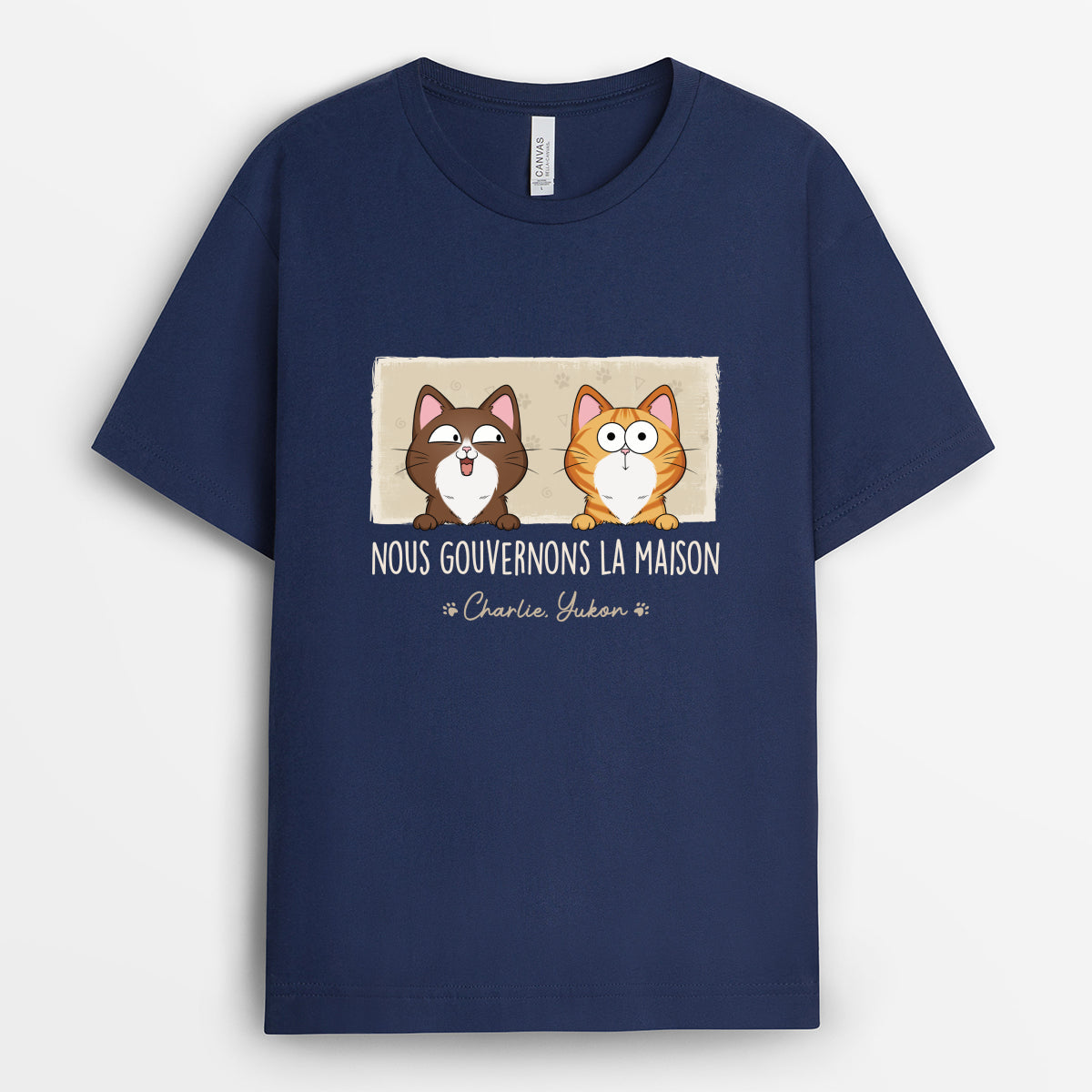 3013AFR2 nous gouvernons la maison version chat t shirt personnalise avec chat
