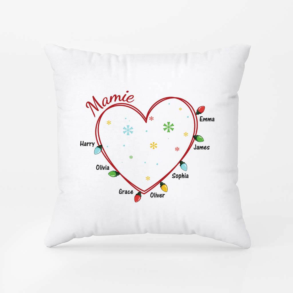 Mamie Version Lumières de Noël - Cadeau Personnalisé | Coussin Pour Mamie