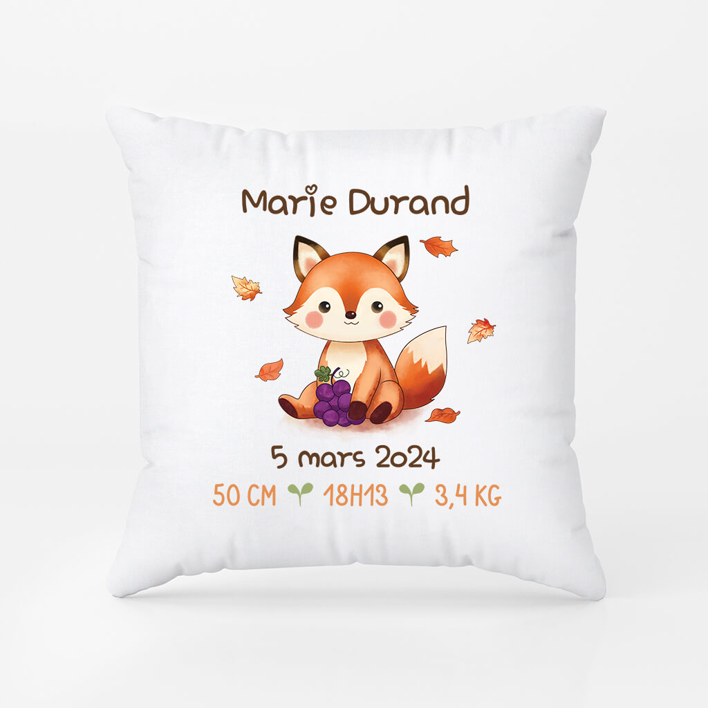 Enfant Renard Et Ses Informations - Cadeau Personnalisé | Coussin Pour Enfant