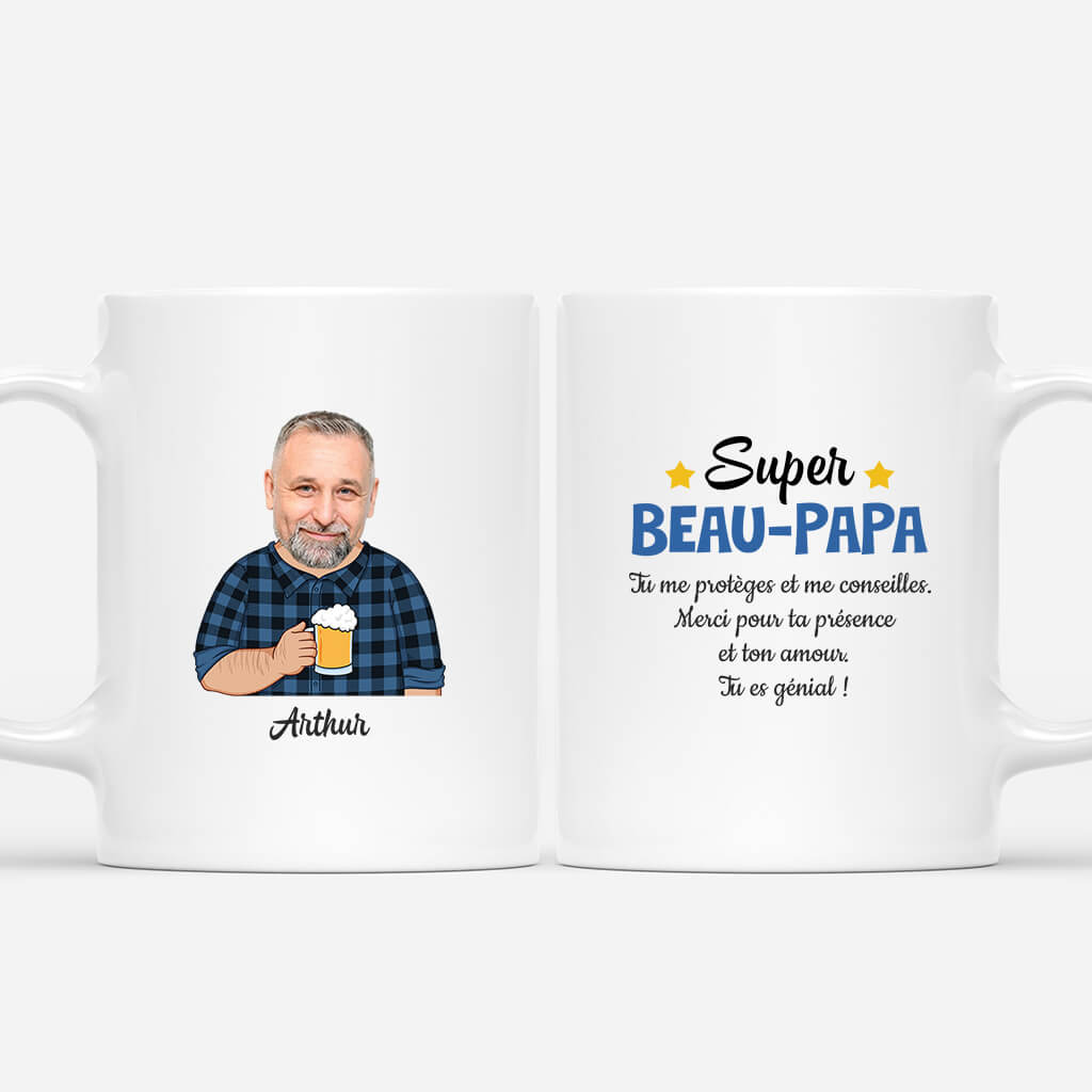 Super Beau-Papa Bière Avec Visage - Cadeau Personnalisé | Mug Pour Beau-Père