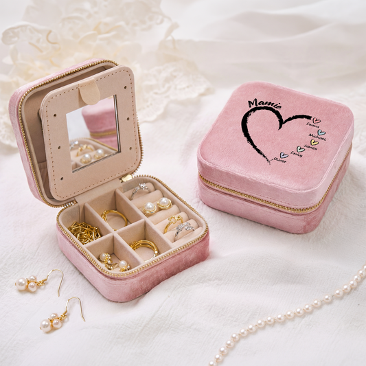 3044AFR2 petits coeurs de maman mamie boite a bijoux en velours_ personnalisee 3044aj8f5a