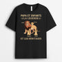 3057AFR2 papy lion et petits enfants t shirt personnalise avec animaux