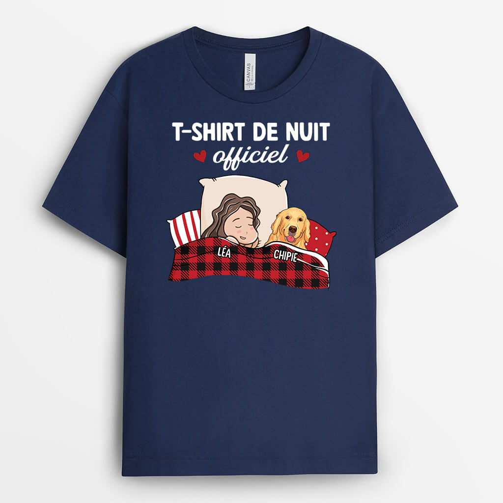 T-Shirt De Nuit Officiel Avec Chien - Cadeau Personnalisé | T-Shirt Pour Amoureux Des Chiens