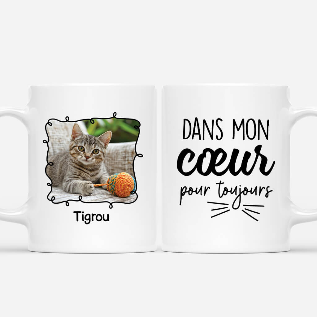 Dans Mon Cœur Pour Toujours Version Chat - Cadeau Personnalisé | Mug Pour Amoureux Des Chats