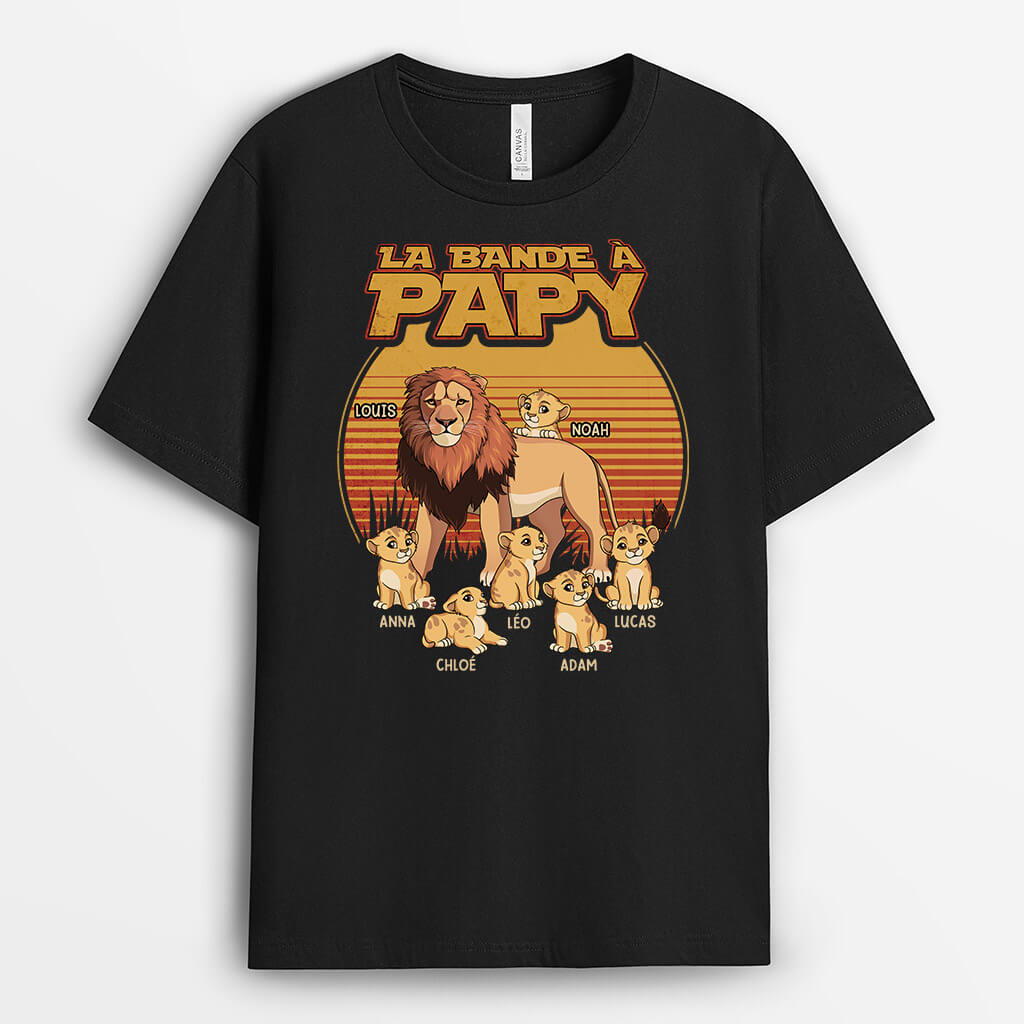 La Bande À Papy Lion Retro - Cadeau Personnalisé | T-Shirt Pour Papy