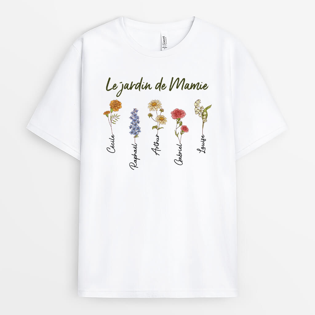 Le Jardin De Mamie Retro - Cadeau Personnalisé | T-Shirt Pour Mamie