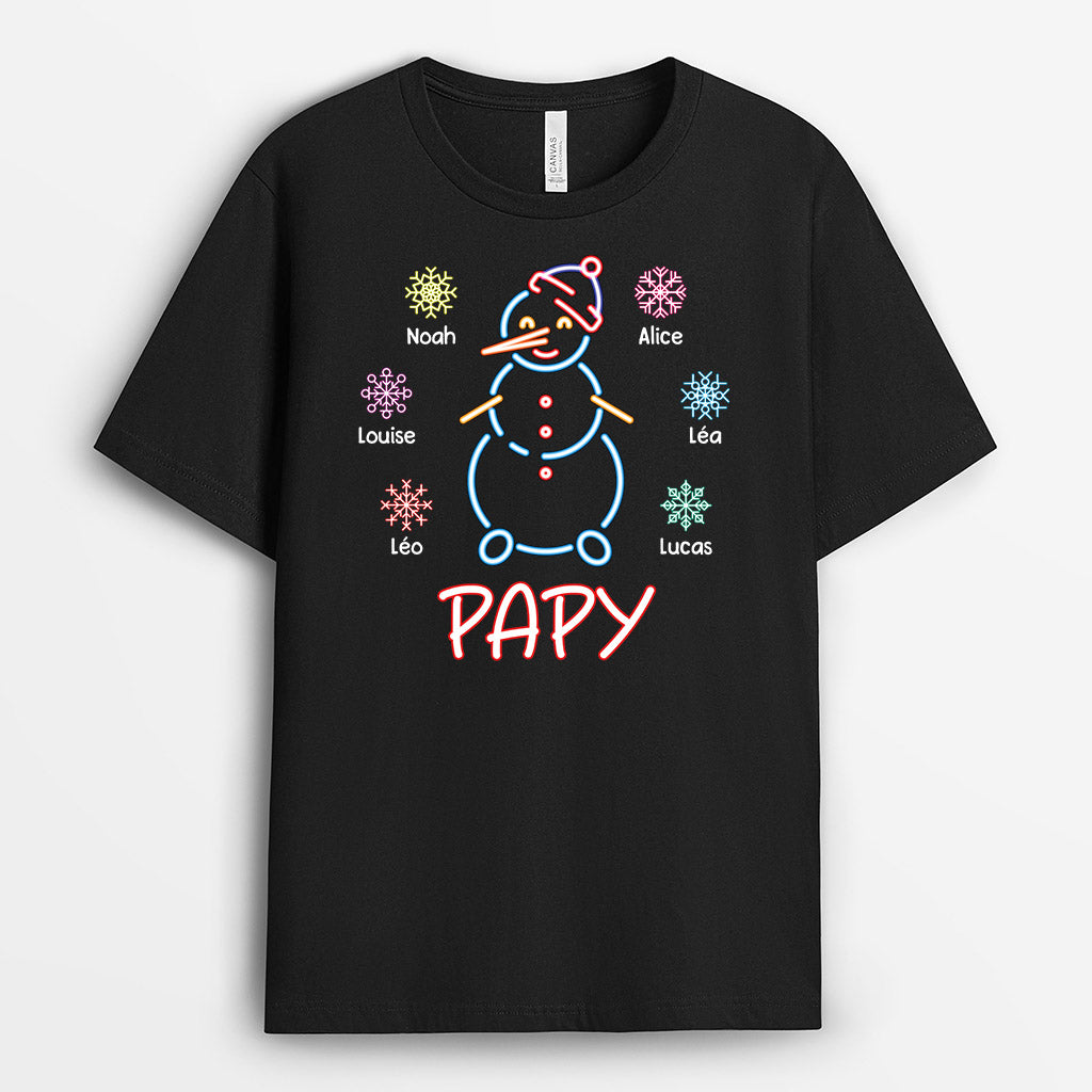 3103AFR1 papy version bonhomme de neige neon avec flocons t shirt personnalise pour papy_5d22f741 56ca 43e4 bdb9 9aed2c441fe0