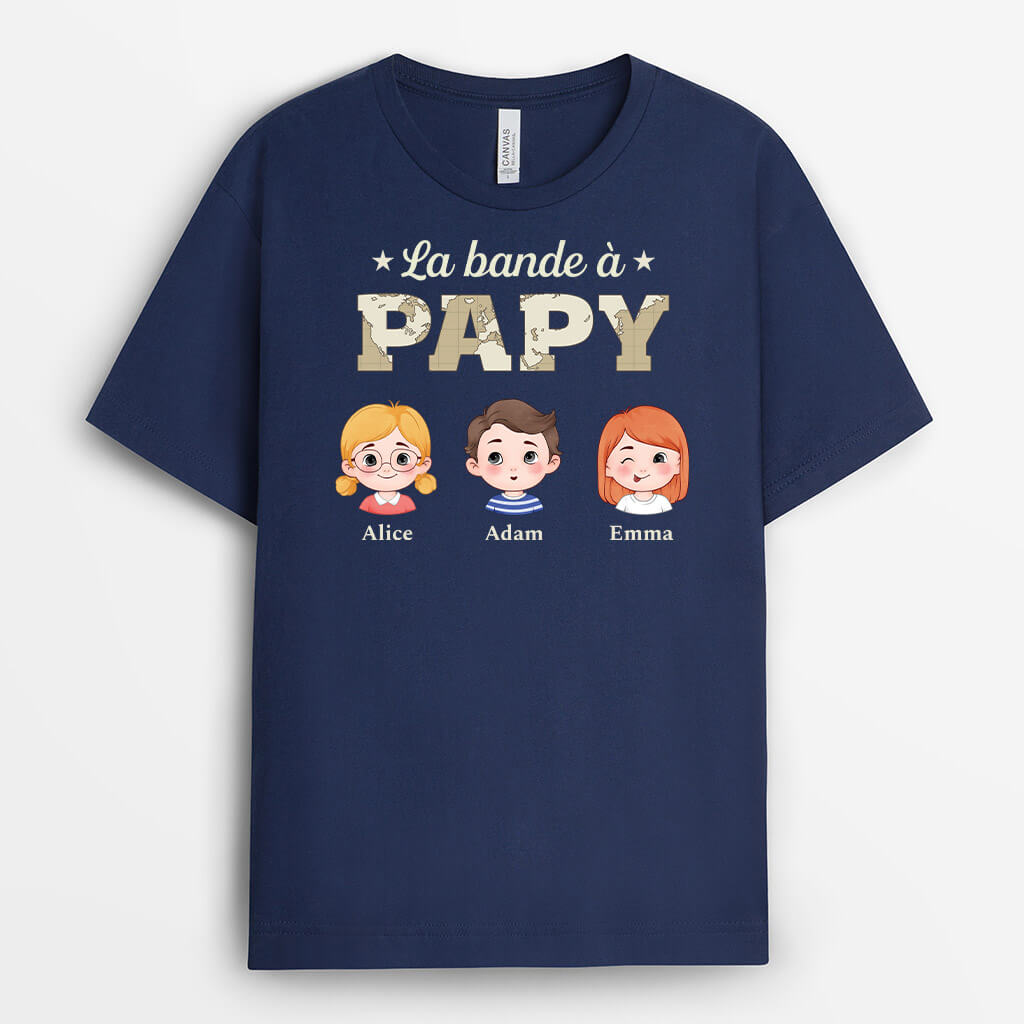 La Bande À Papy Avec Ses Petits-Enfants Version Carte - Cadeau Personnalisé | T-Shirt Pour Papy