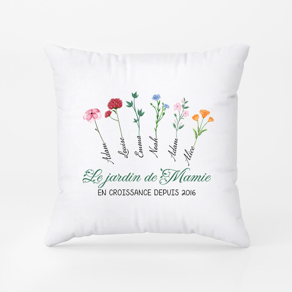 Le Jardin De Mamies Avec Jolies Fleurs - Cadeau Personnalisé | Coussin Pour Mamie