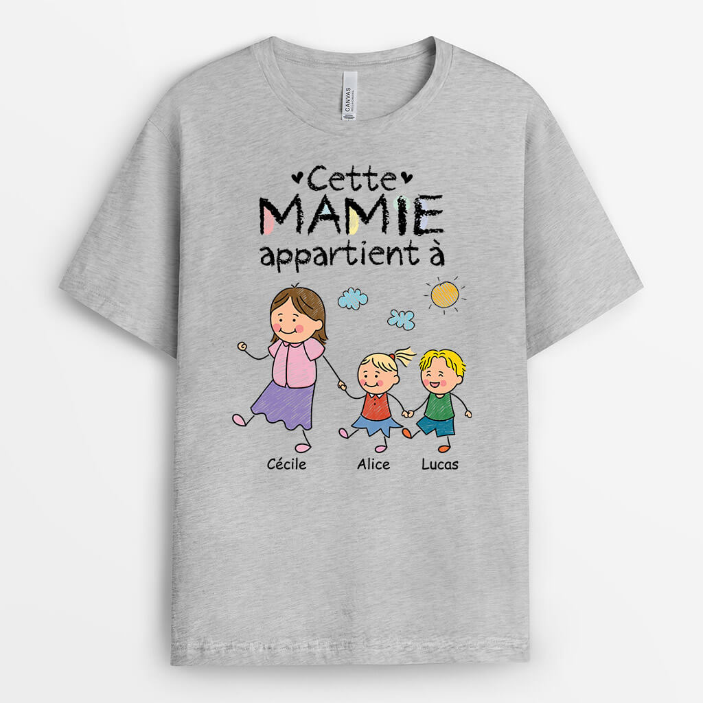 Tee Shirt Mamie Personnalisable - La Bande À Mamie Dessin Au Crayon De Couleur - Cadeau Plus