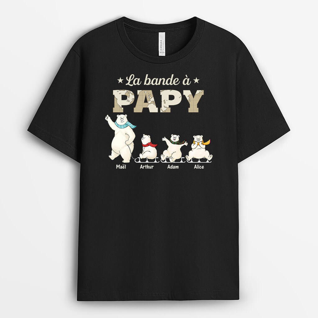 La Bande À Papy Version Famille d'Ours Blancs - Cadeau Personnalisé | T-Shirt Pour Papy