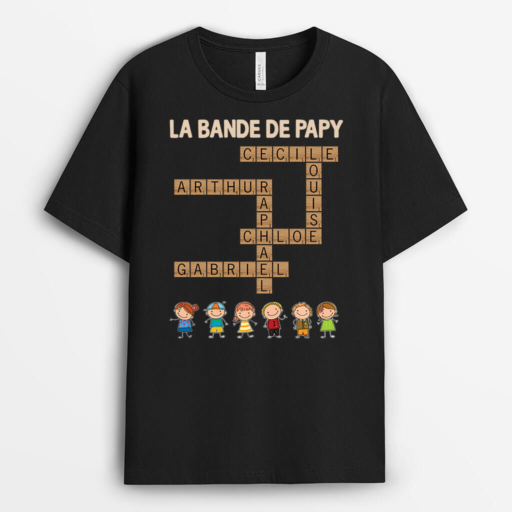 La Bande À Papy Version Mots Croisés Avec Les Petits Enfants - Cadeau Personnalisé | T-Shirt Pour Papy