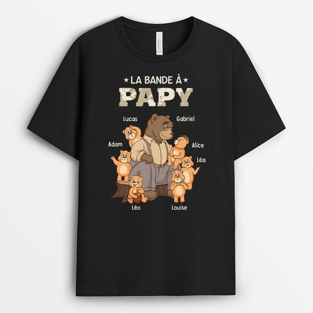 La Bande À Papy Ours Vintage Version Carte - Cadeau Personnalisé | T-shirt Pour Papy