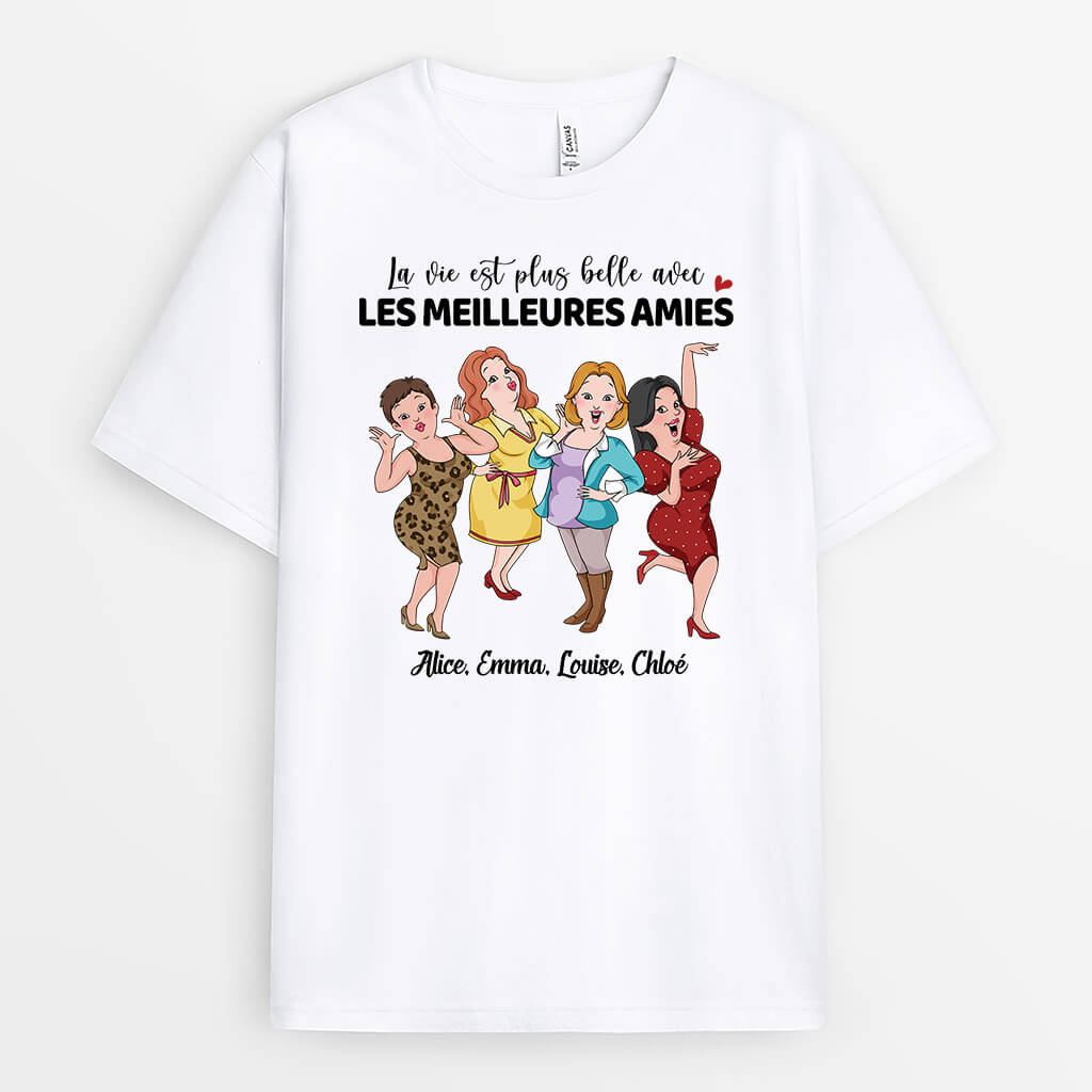 La Vie Est Meilleure Avec Les Meilleures Amies - Cadeau Personnalisé | T-shirt Pour Meilleure Amie