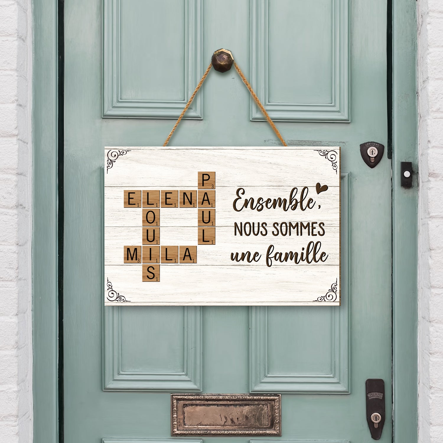 3221QFR2 ensemble nous formons une famille plaque en bois personnalisee a suspendre 3221q6f5i