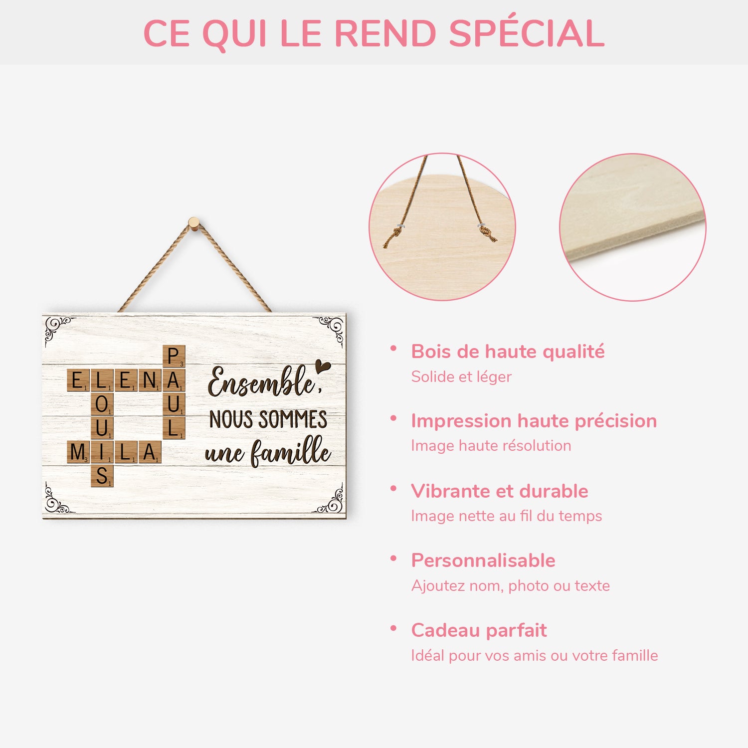 3221QFR4 ensemble nous formons une famille plaque en bois personnalisee a suspendre 3221q6f5i
