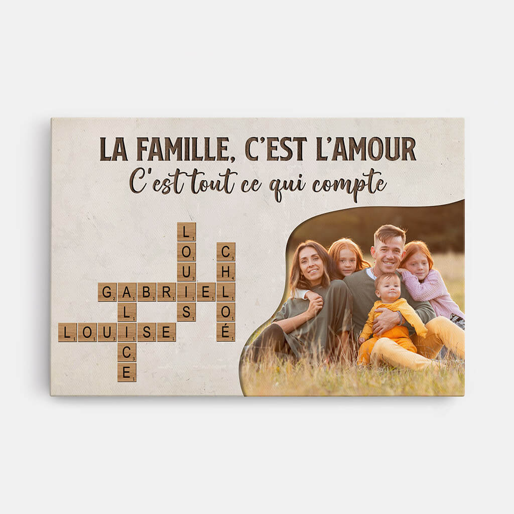 La Famille C'est L'Amour Avec Photo - Cadeau Personnalisé | Toile Pour Famille