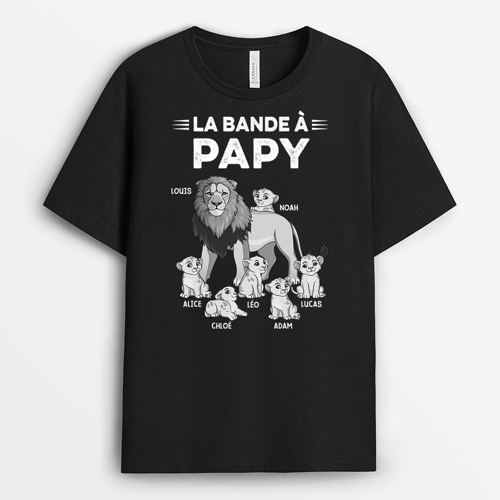 La Bande À Papy Lion Version Monochrome - Cadeau Personnalisé | T-shirt Pour Papy