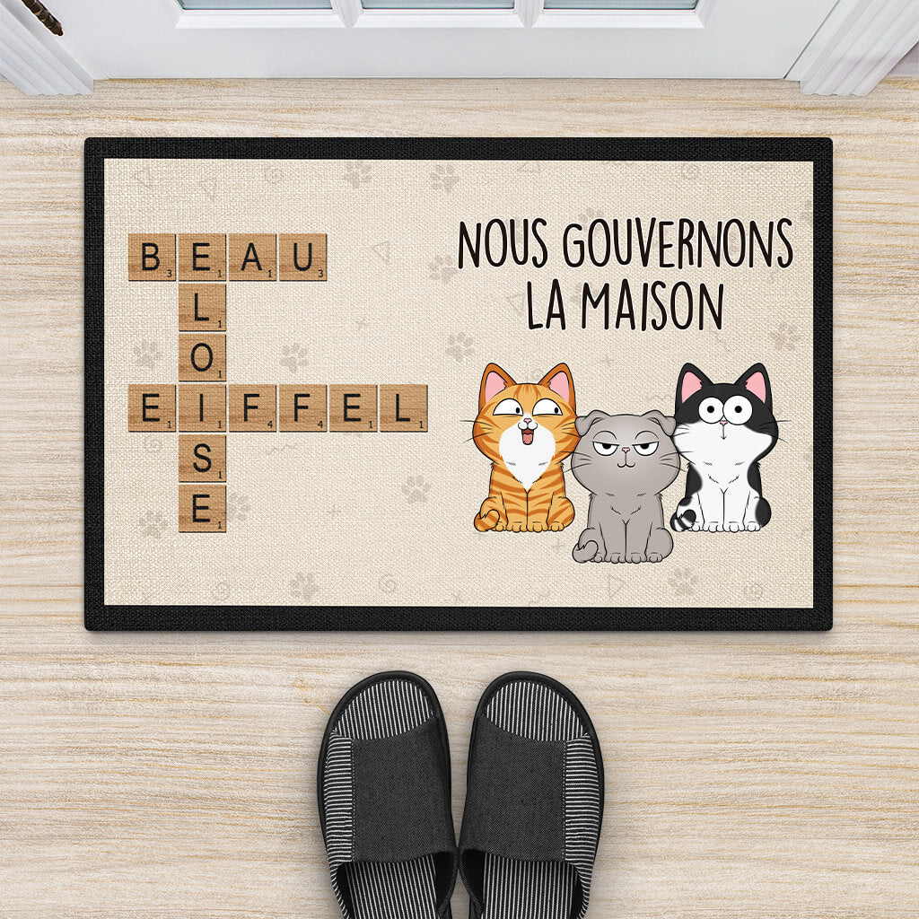 3259DFR2 nous gouvenons la maison version chat avec mots croises tee shirt personnalise chat