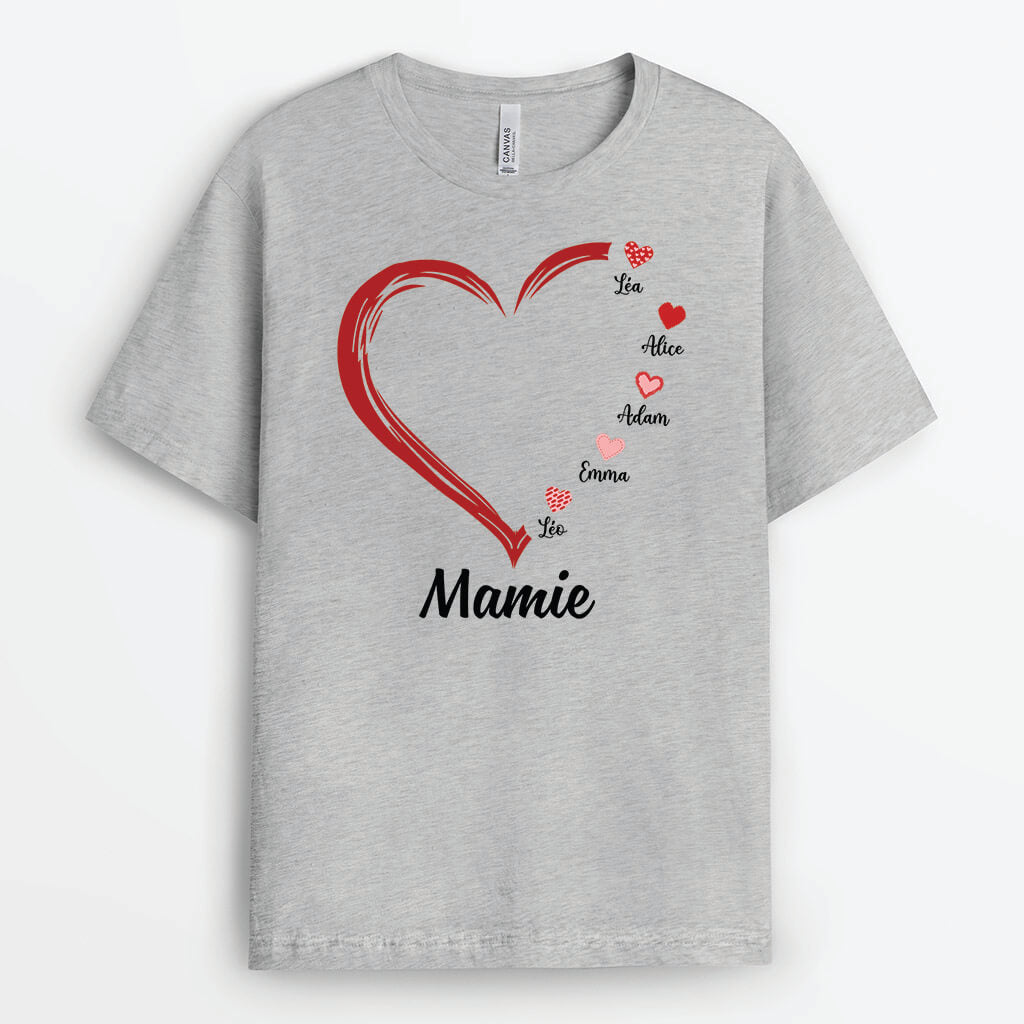 3279AFR2 mamie version coeurs noirs tee shirt pour mamie personnalise