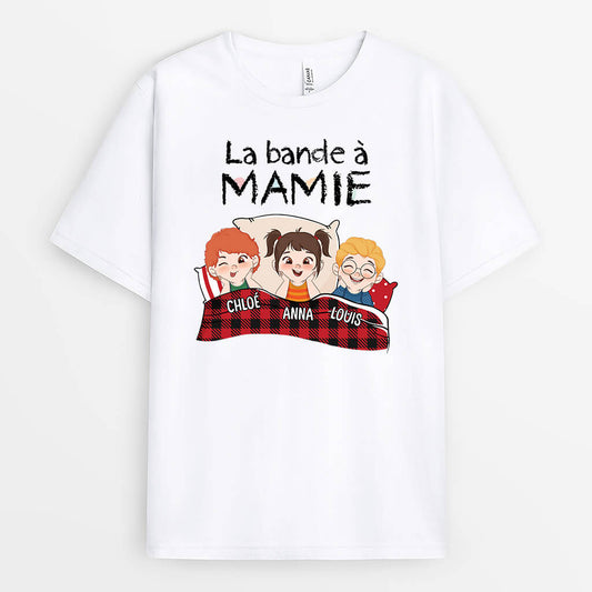 3286AFR1 la bande a mamie avec les enfants allongeant sur le lit t shirt pour mamie personnalise