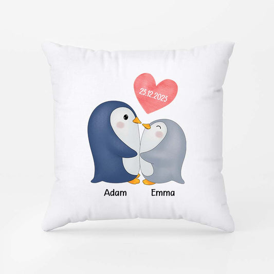 3288PFR1 le couple de manchots depuis coussin personnalise couple