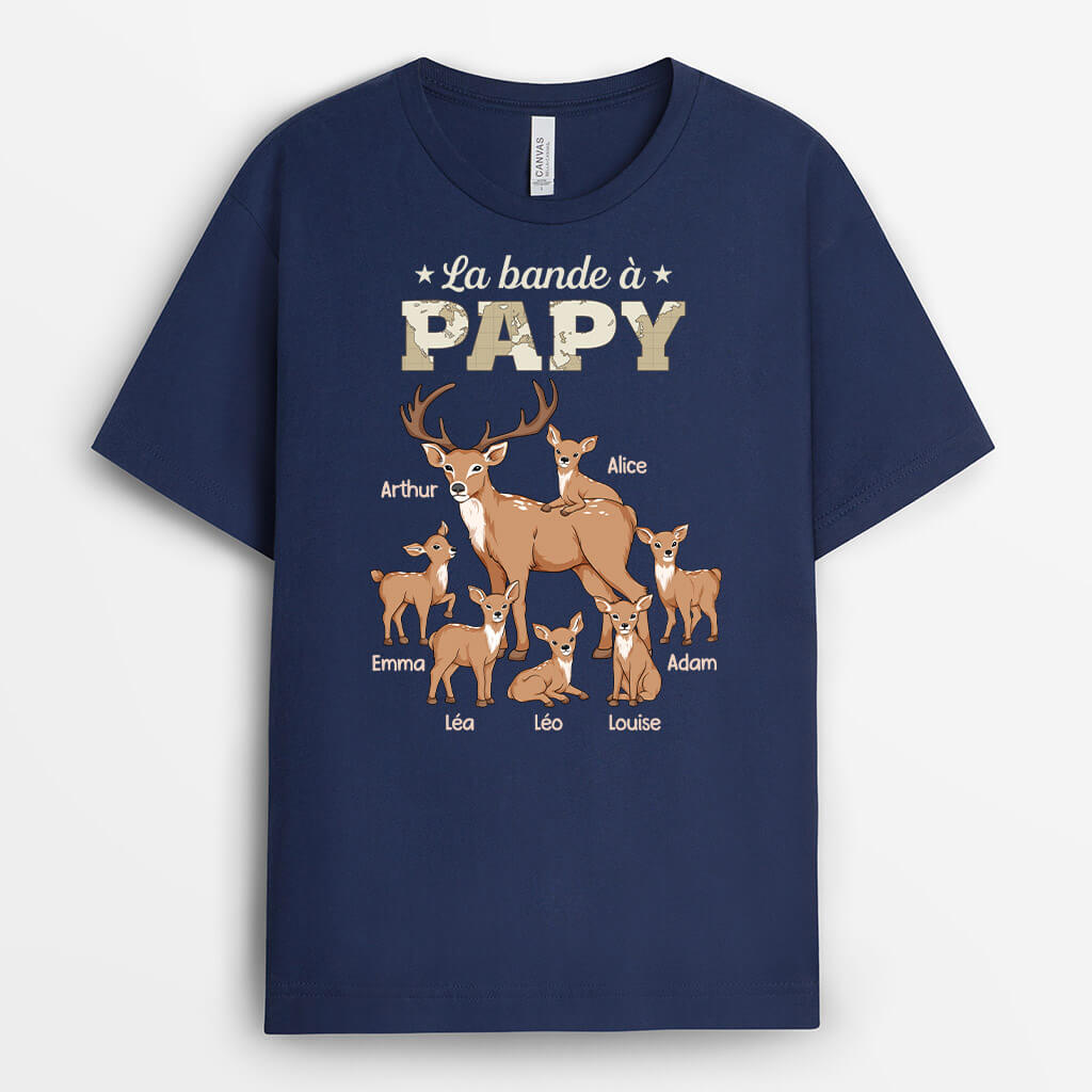 La Bande À Papy Cerf Version Carte - Cadeau Personnalisé | T-shirt Pour Papy