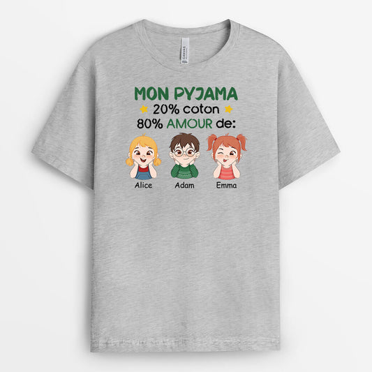 3296FR2 mon pyjama  20 _ coton 80 _ amour des enfants t shirt personnalise pour famille