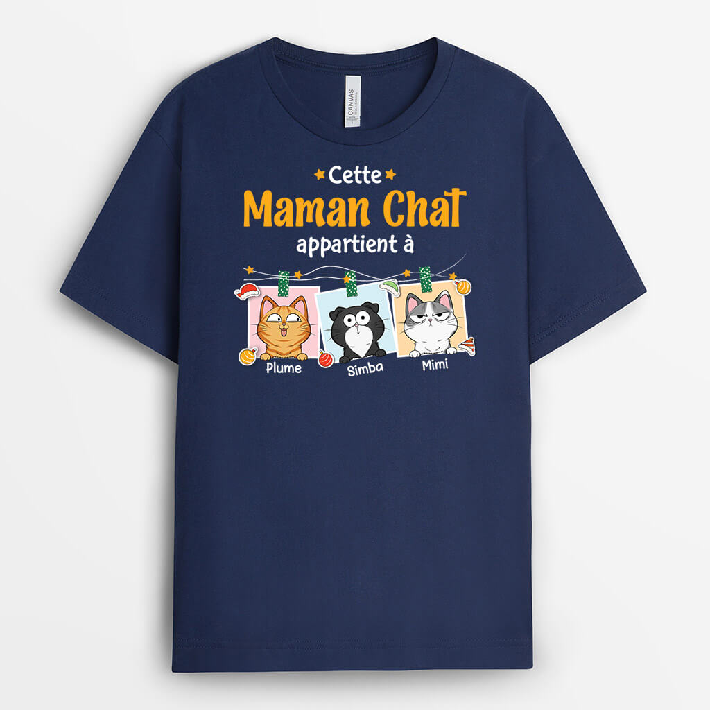 Cette Maman Chat Appartient À Version Mignonne Avec Chats Amusants Pour Noël - Cadeau Personnalisé | T-shirt Pour Amoureux Des Chats