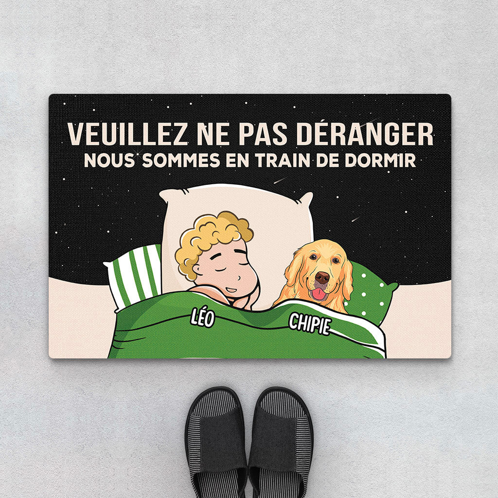 Veuillez Ne Pas Déranger Version Chien - Cadeau Personnalisé| Paillasson Pour Amoureux Des Chiens