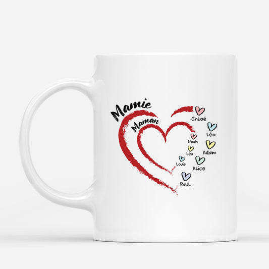 3319MFR1 mamie version coeur dessine au crayon pastel mug pour mamie personnalise