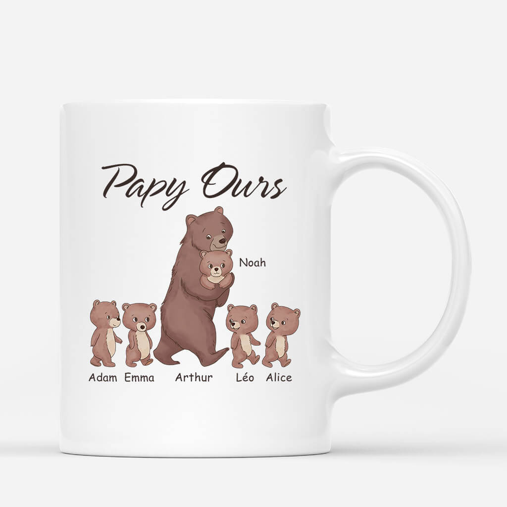 Papa Ours Brun - Cadeau Personnalisé | Mug Pour Papa