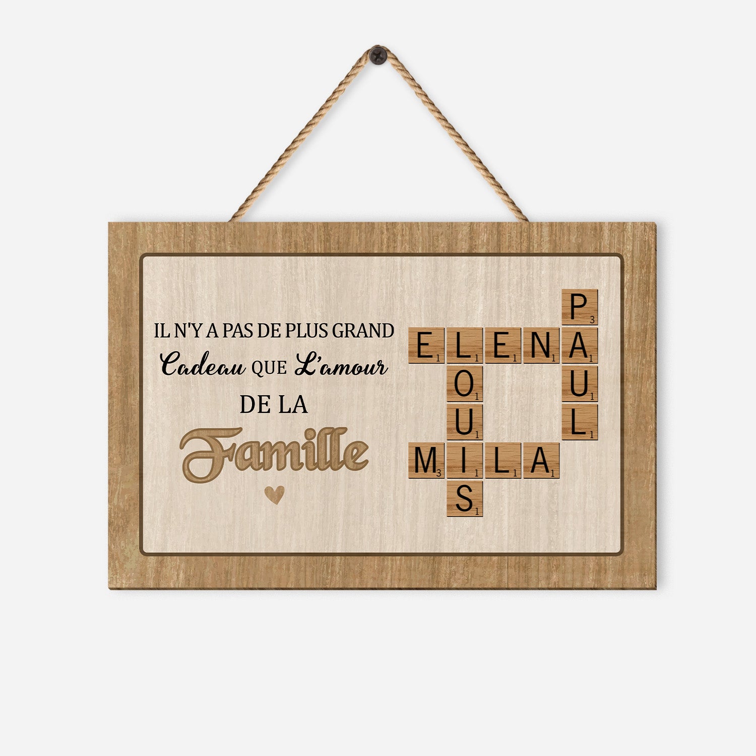 3335QFR1 plaque en bois personnalisee avec mots croises amour de la famille 3335q8m5i