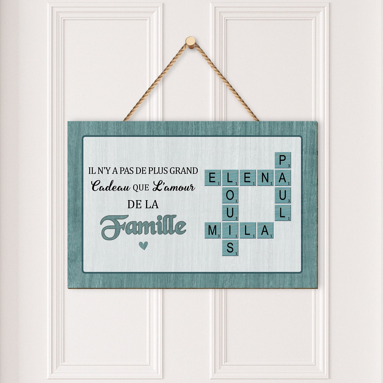 3335QFR2 plaque en bois personnalisee avec mots croises amour de la famille 3335q8m5i