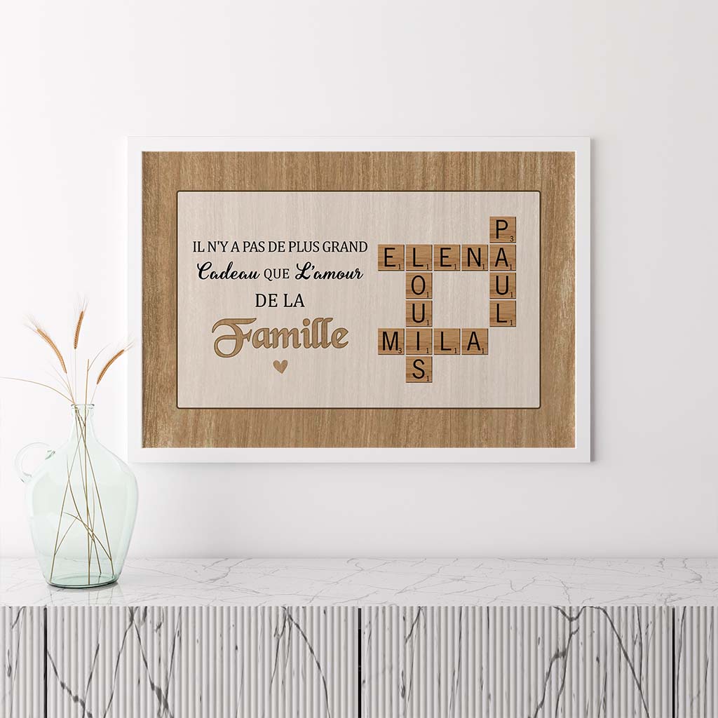3335SFR3  il ny a pas de plus grand cadeau que lamour partage par une famille poster personnalise famille