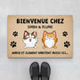 3336DFR1 bienvenue chez nous version chats espiegles paillasson chat personnalise