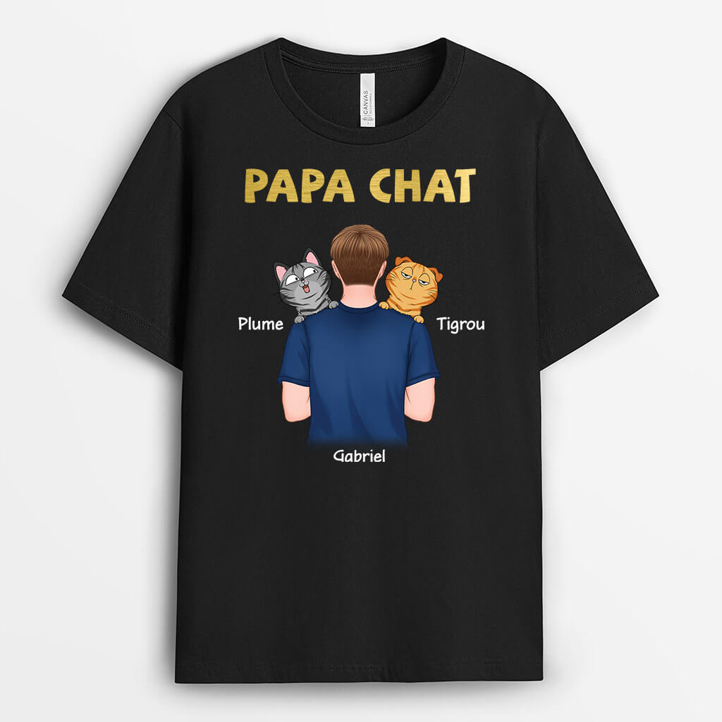 Papa Chat Mignon Qui Tourne Le Dos - Cadeau Personnalisé | T-shirt Pour Amoureux Des Animaux