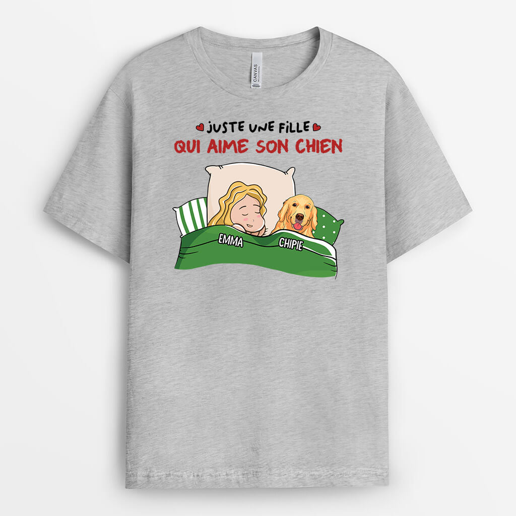 3366AFR2 juste une femme un homme qui aime ses chien version rouge t shirt personnalise avec chien