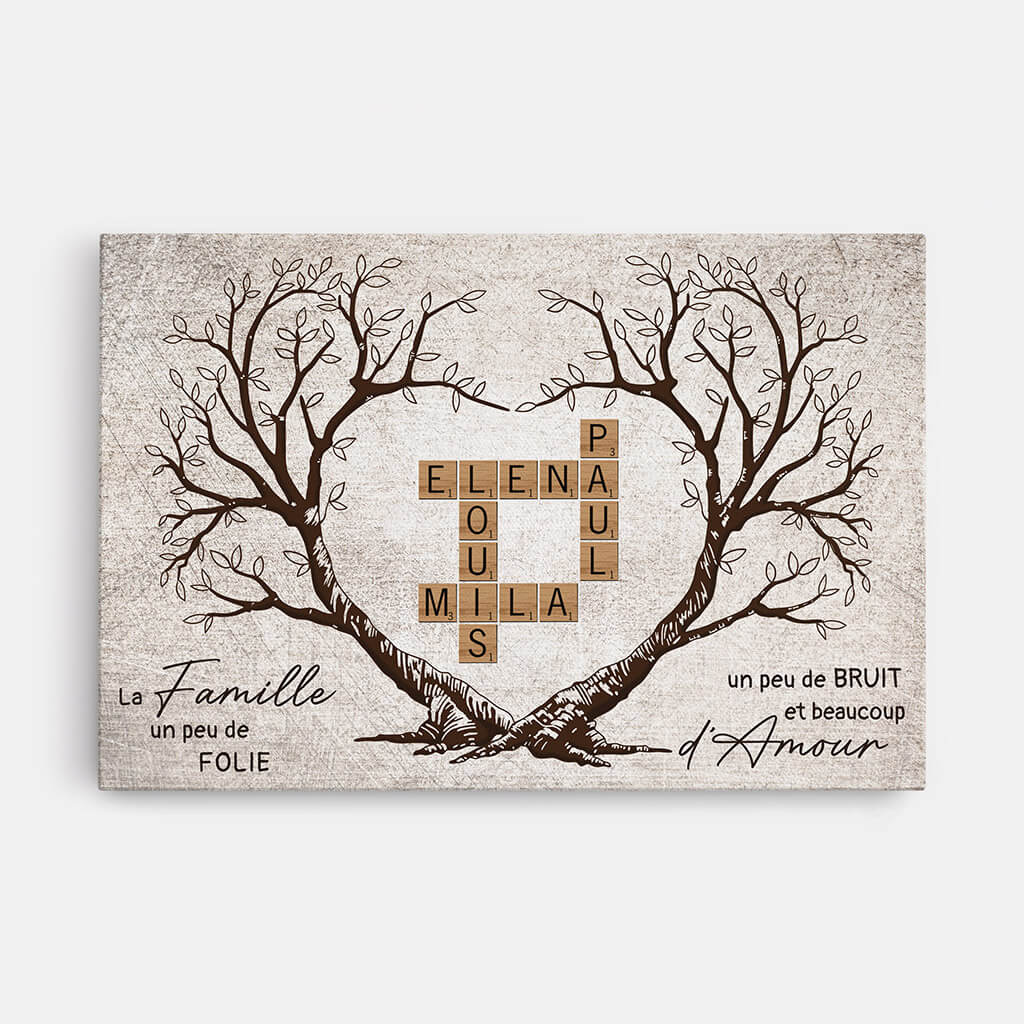 Arbre De Famille Et Les Mots Croisés - Cadeau Personnalisé | Toile Pour Famille