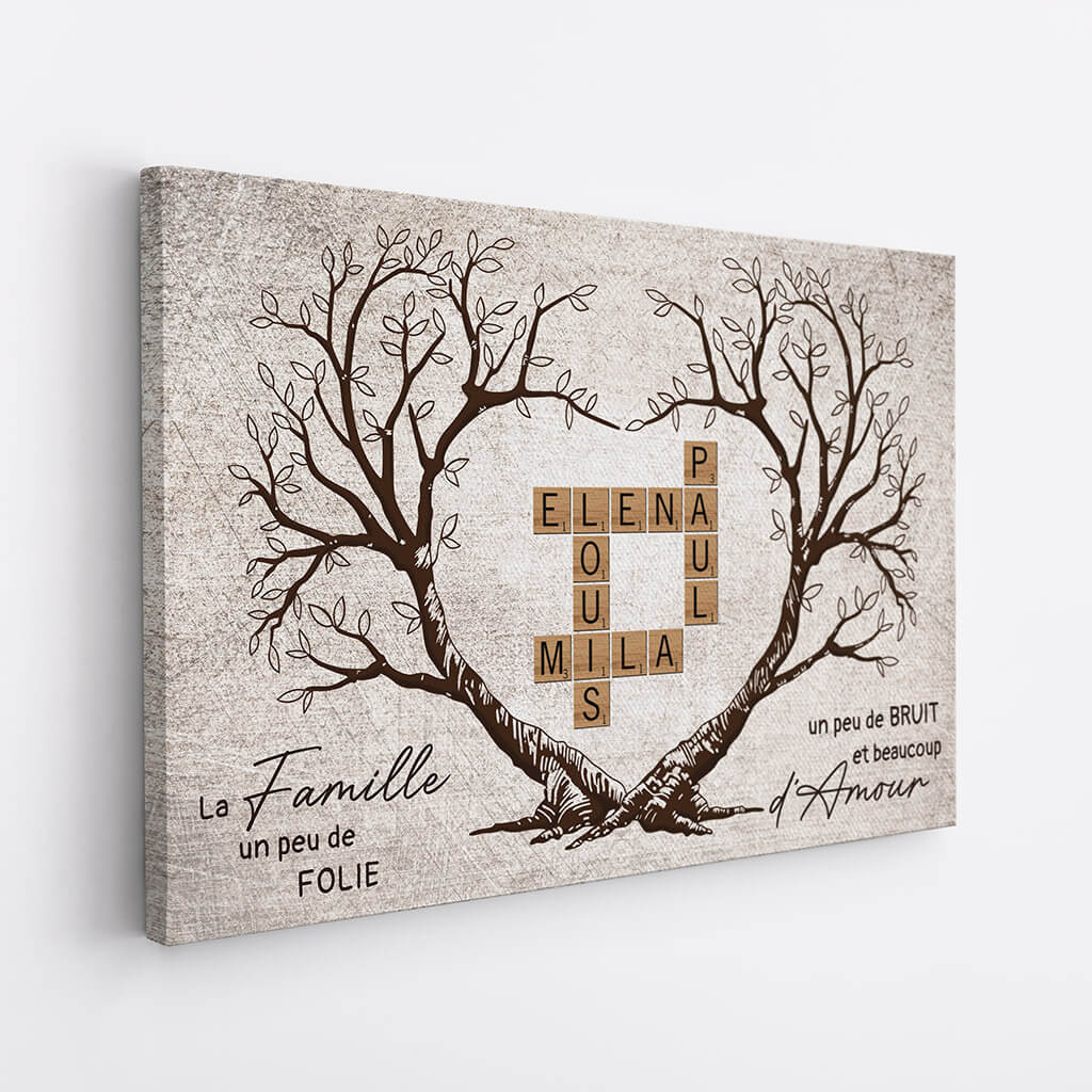 Arbre De Famille Et Les Mots Croisés - Cadeau Personnalisé | Toile Pou ...