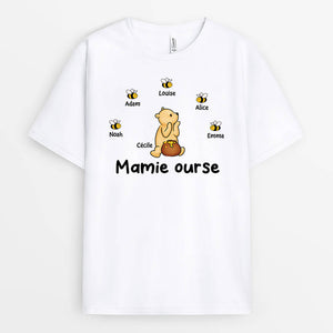 3394AFR1 mamie ourse miel et les abeilles tee shirt personnalise mamie