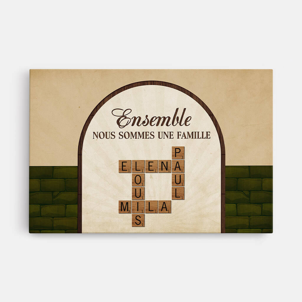 Ensemble Nous Formons Une Famille Version Couleurs d'Aquarelle avec Photo - Cadeau Personnalisé | Toile Pour Famille