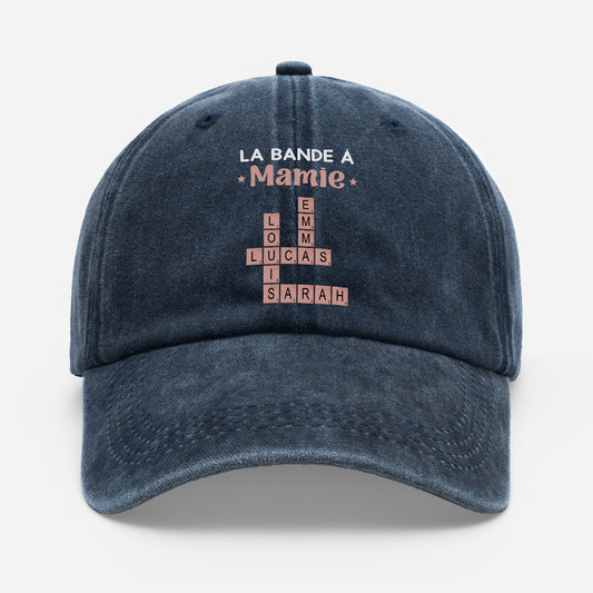 3402AFR1 la bande a mamie maman casquette delavee_ personnalisee avec mot croise 3402ajtq5a
