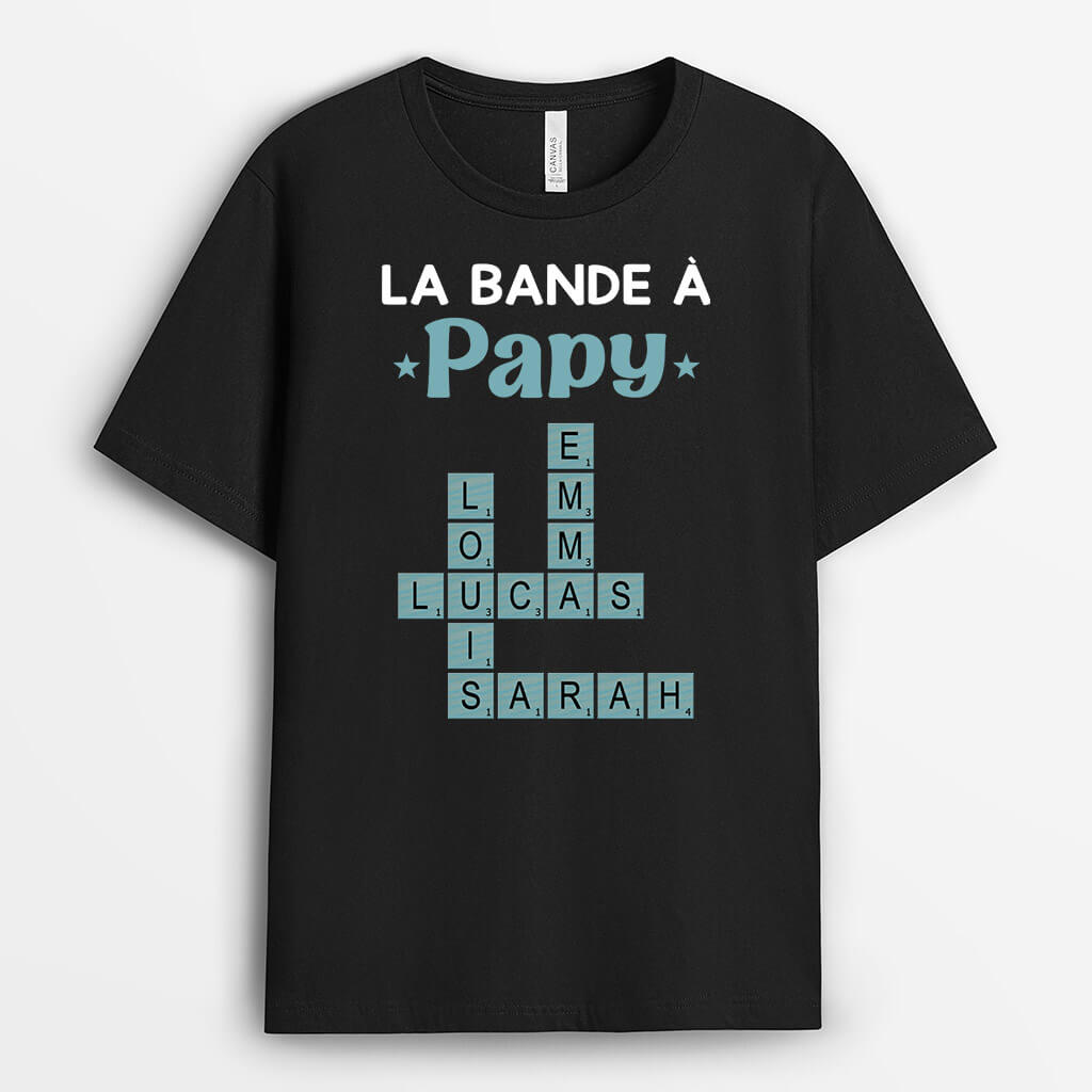 La Bande À Papy Avec Mots Croisés Bleus - Cadeau Personnalisé | T-shirt Pour Papy