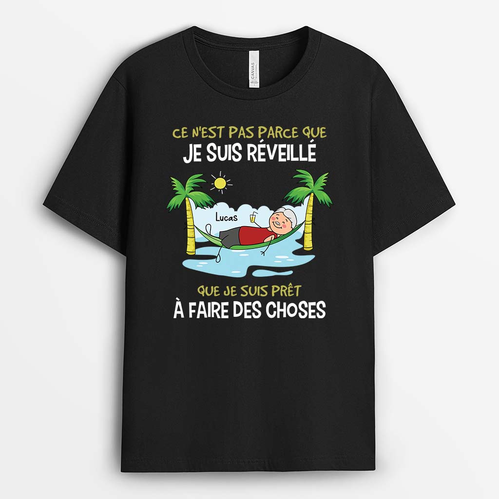 Ce N'Est Pas Parce Que Je Suis Réveillé Version Homme Allongé Dans Un Hamac - Cadeau Personnalisé | T-shirt Humoristique